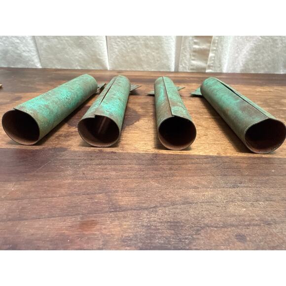 Vintage Christmas Tree Holiday Metal Stakes Candle Holders Rustic Distressed - Picture 7 of 8